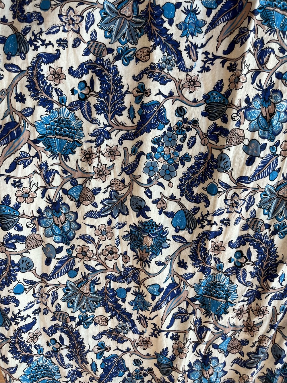 Knox Rose Blue & White Floral Paisley Flowy Boho Puff Sleeve Mini Dress - Picture 5 of 12
